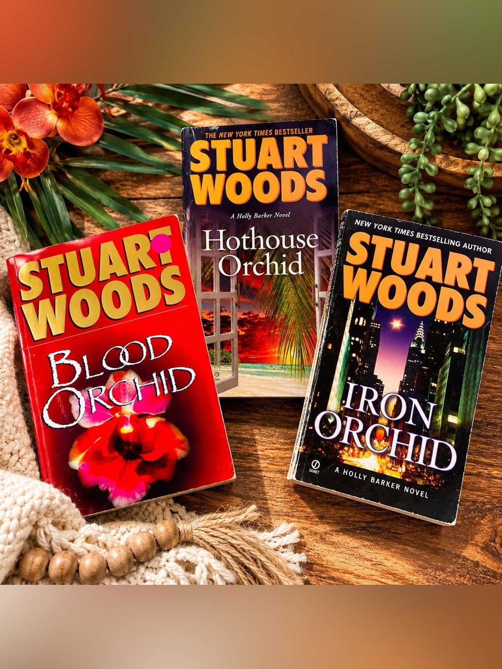 Stuart Woods Holly Barker 3 Book Lot Blood Iron Hothouse Orchid Mystery